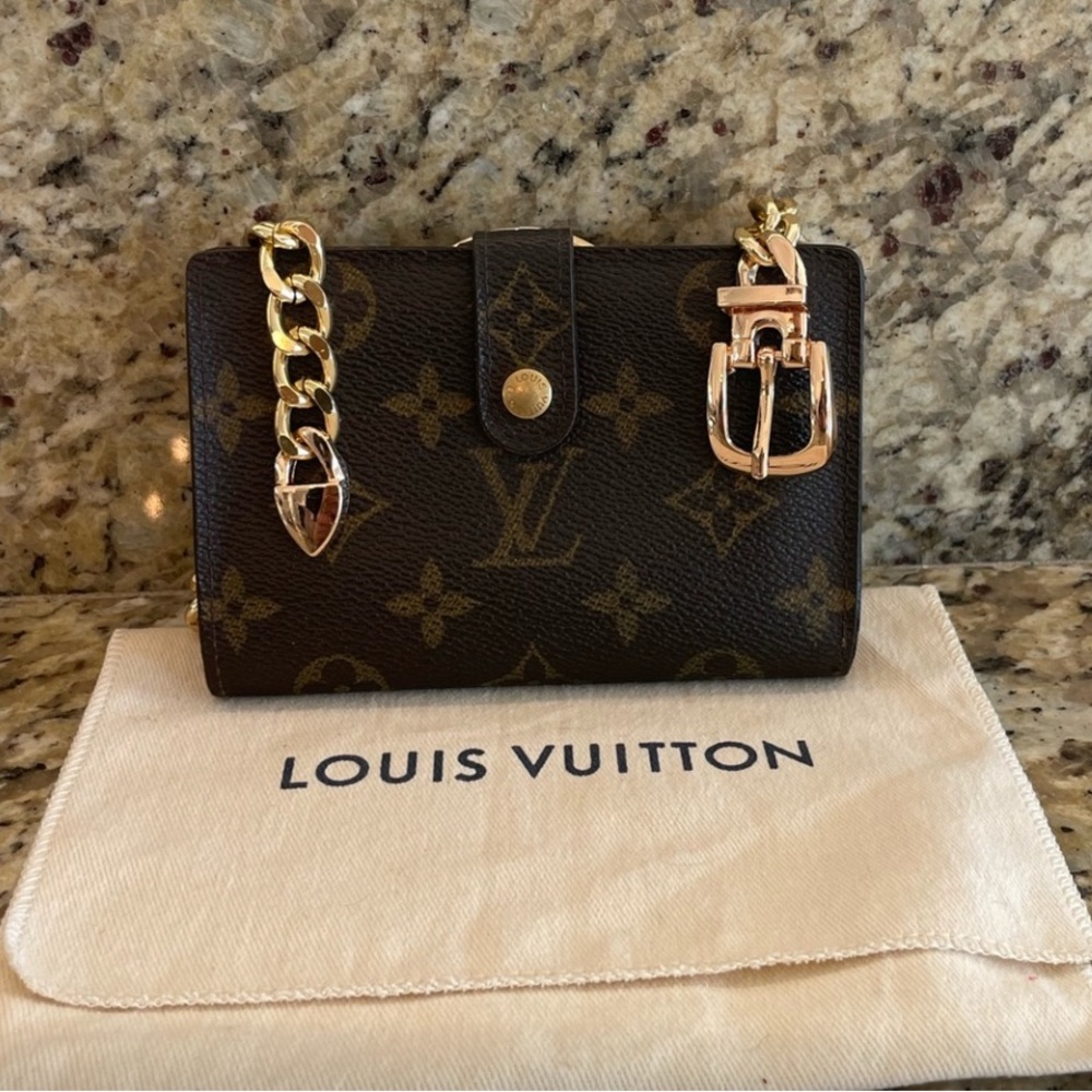 Louis Vuitton Monogram Wallet with Gold Chain